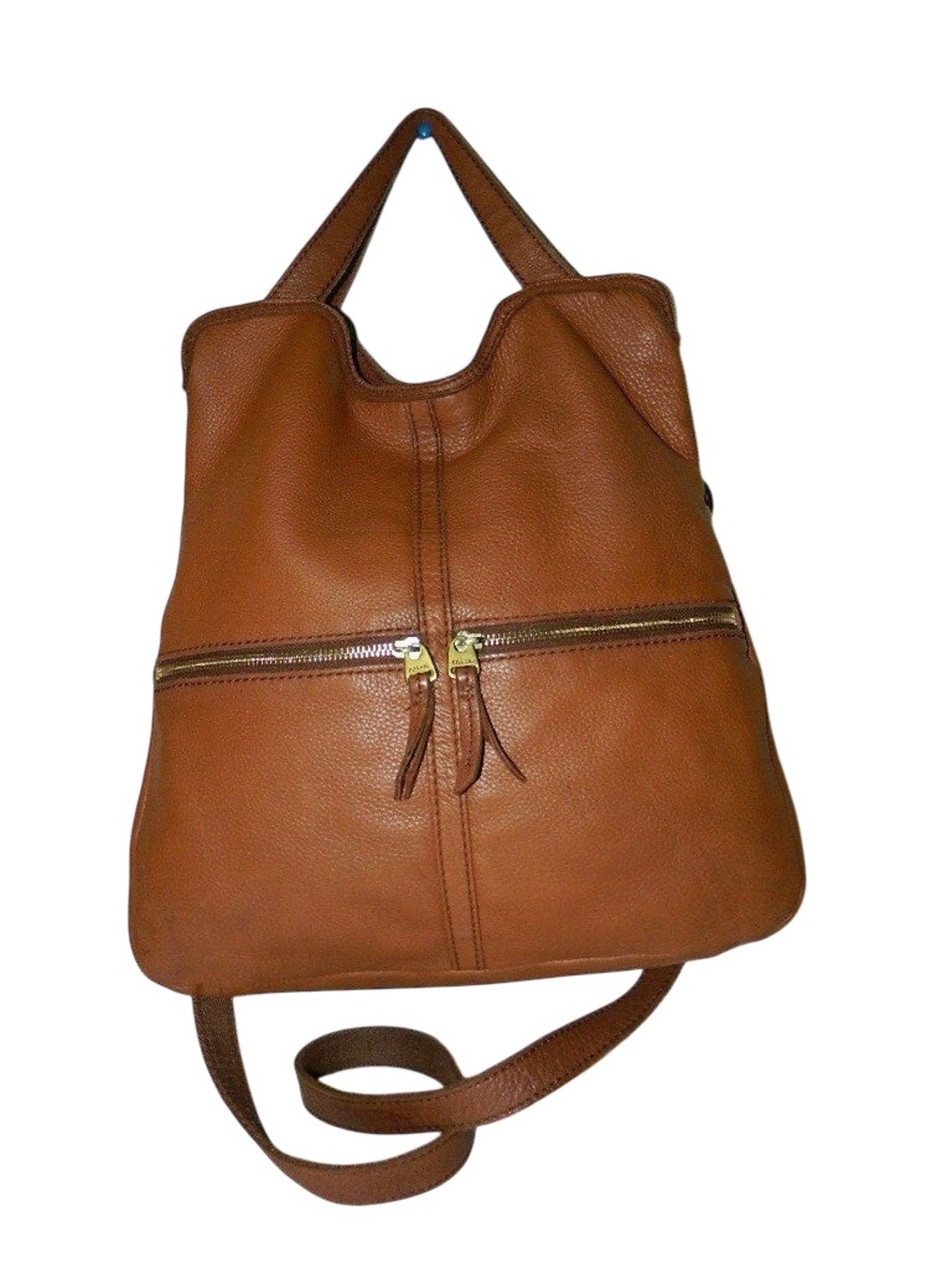 Fossil Classic Leather Convertible Foldable Crossbody/Tote in Brown